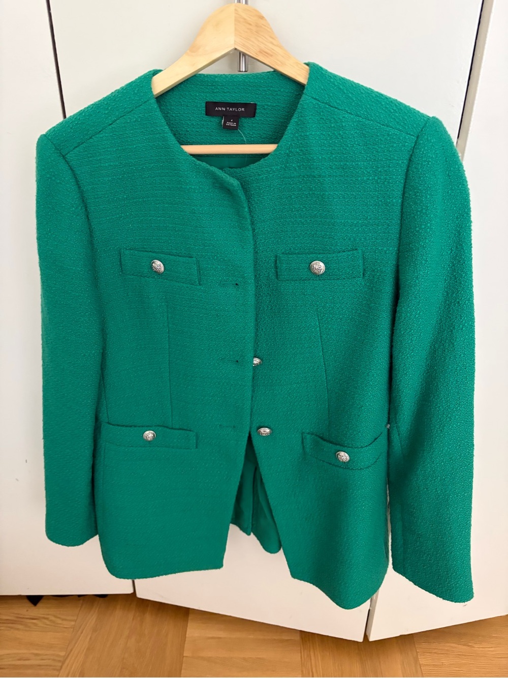 Ann Taylor Green Tweed Blazer